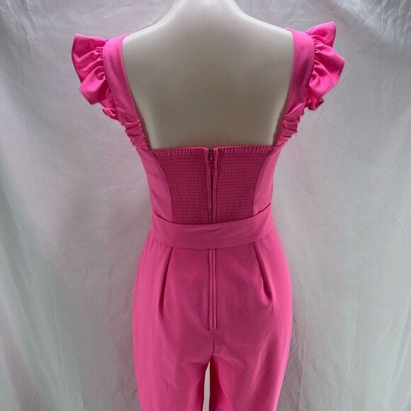 NWT Lilly Pulitzer Eppley Jumpsuit Prosecco Pink Sz 2 flutter/ruffle sleeve - Picture 6 of 11
